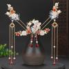 Zinc Zinc Alloy Bridal Headwear Plastic Earrings Hairpin Set Flower Wedding Dress Hair Accessories  Hanfu