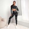 Women's Seamless Tie-Dye Yoga Set: High-Waist Tummy Control Pants & Long Sleeve Top