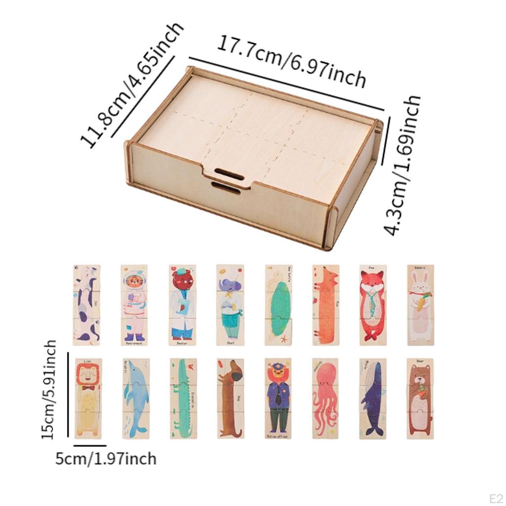 Educational Toy, Wooden Puzzles, Interactive Games for Children, Vocabulary Development Activity