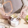 1PC Clear Plastic 4 Compartments Seasoning Box with Spoon and Lid Home Kitchen Condiment Jar Spice Container Spice Salt Canister