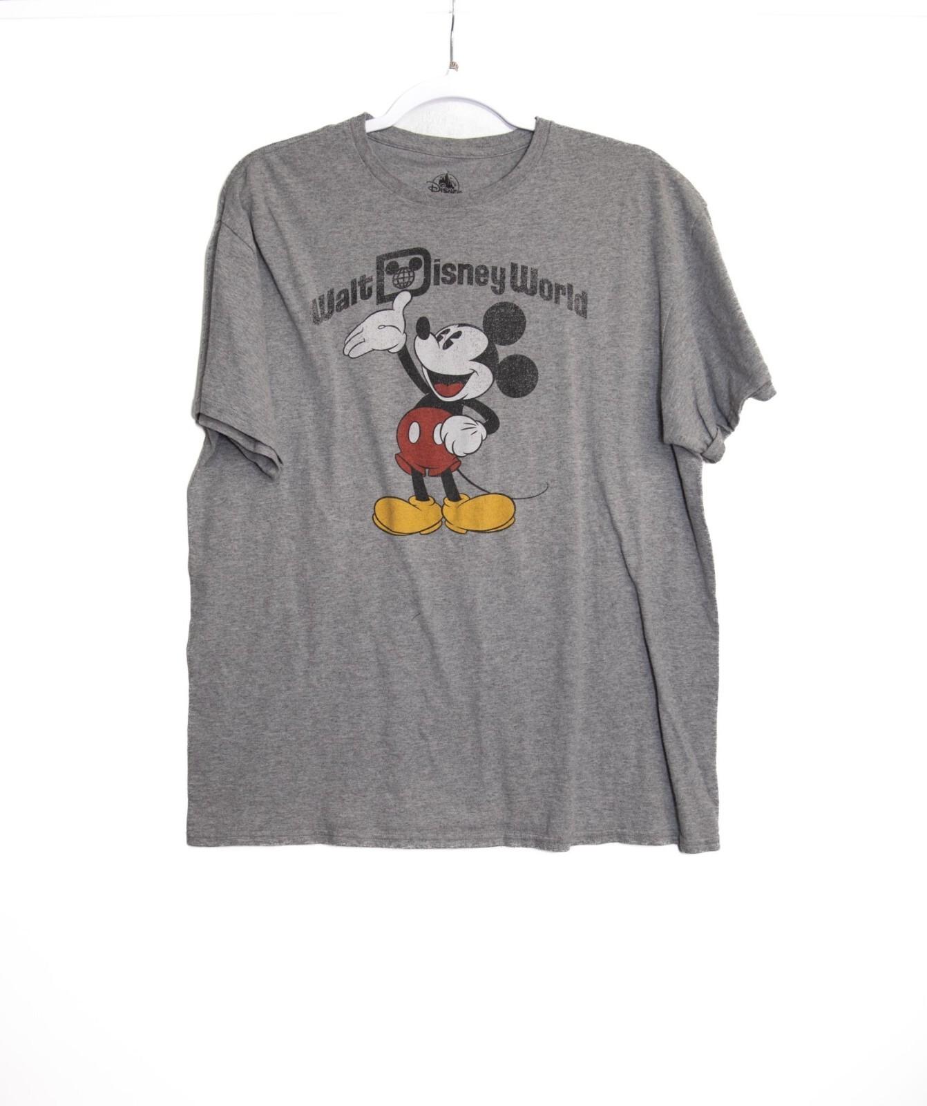 Vintage Walt Disney World Mickey Mouse Heather Gray Graphic T-Shirt Large S