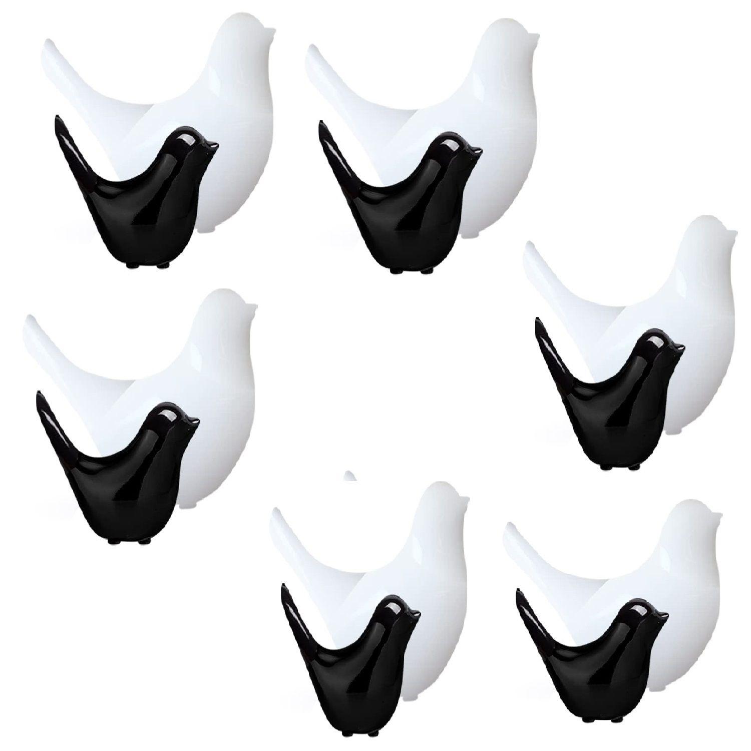 

Creative White and Black Glossy Ceramic Birds Figurines Home Decorations Accessories Party (Pack of 6, Black & White)