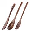 Portable Bamboo Wooden Cutlery Reusable Flatware With Bags Spoon Fork Cutter Dinnerware Tableware New