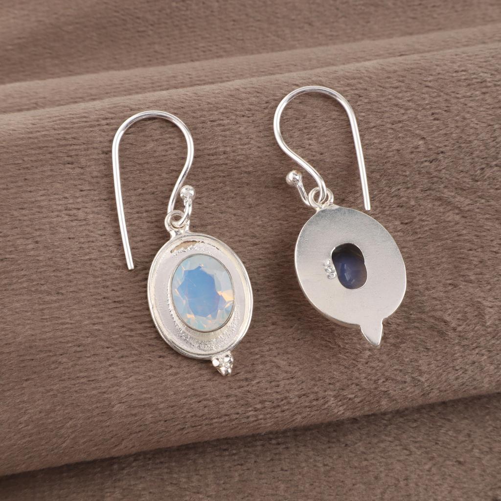 Milky Opal Gemstone Jewelry, 925 Solid Sterling Silver Earrings, Handmade Gorgeous Silver Earrings, Boho Opal Earrings For Love