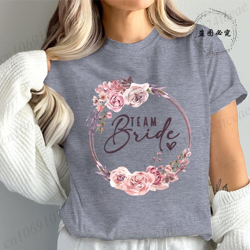 Bridal Graphic T Shirt for Women T Shirt Bride Team Tshirt Bride To Be Fashion T Shirt Women Bachelorette Party TShirt Tops T01