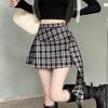Trendy High Waist Brown Plaid Pleated Mini Skirt Comfort Regular Waist Skirt High Waist Plaid Pleated Skirt Preppy Style Bow Skirt