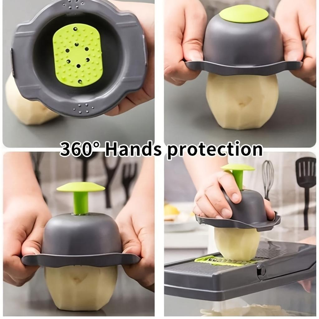 16 in 1 multifunctional vegetable slicer and slicer kit - manual food processing machine with container, drainage basket