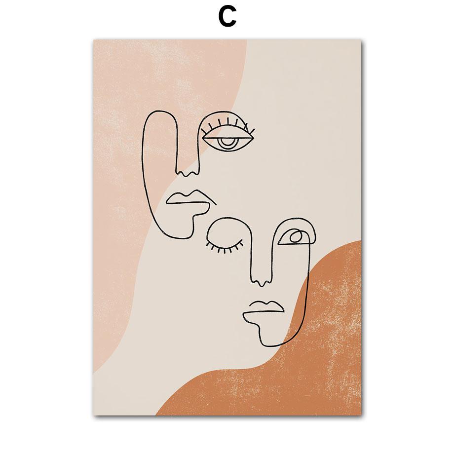 Bohemian Fashion Woman Plant Couple Abstract Lines Nordic Posters Prints Wall Art Canvas Painting Living Room Home Decor