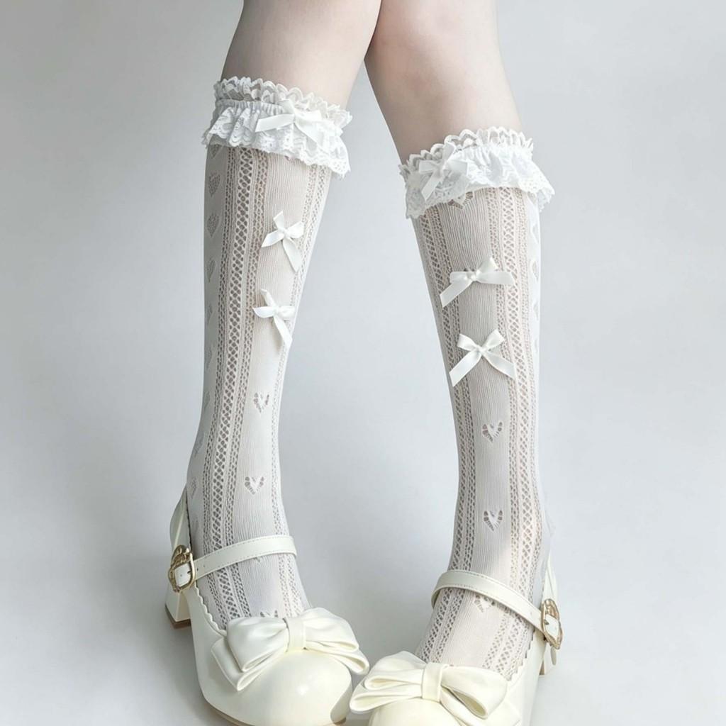 Lolita Socks With Lace Bows For Women Summer Fashion Cotton Blend