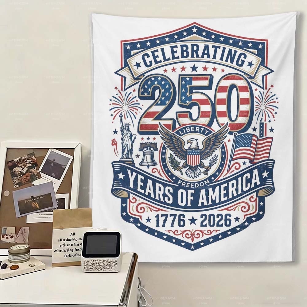America 250th Anniversary Patriotic Tapestry Kawaii Hippie Style Wall Hanging for Living Room Bedroom Home Wall Decoration
