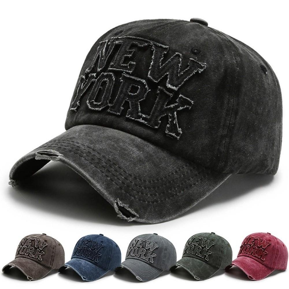 Solid Color Baseball Cap with Letter Patch Sun Hat Casual Duckbill Hat Sports