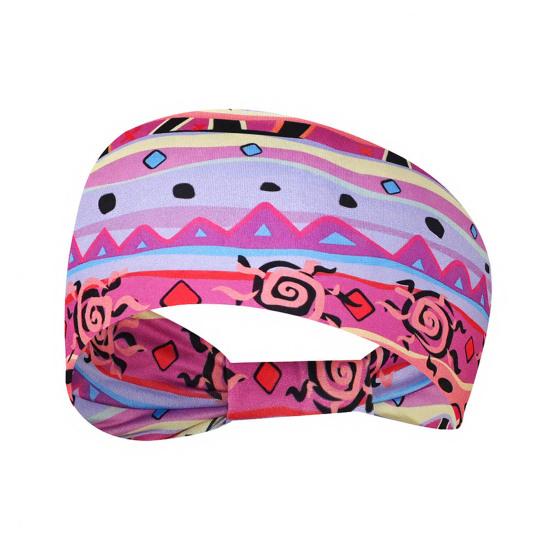 Women Wide Boho Print Headband Yoga Workout Knotted Stretch Sports Hairband Vintage Ethnic African Head Wrap