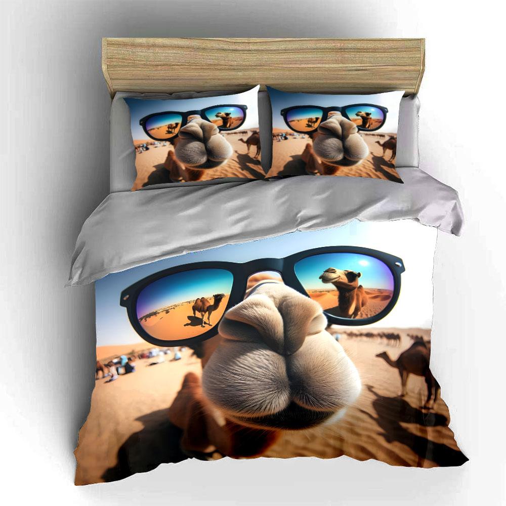 Desert Adventure Camel Themed Set Kid'S And Adults' Bedroom Decor, Exquisite Three-Piece Bedding Set Gift