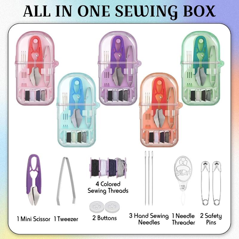 1 Set Mini Portable Travel Sewing Kit Thread Needle Embroidery Stitching Thimble Diy Craft Storage Box