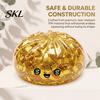Tactile Sensory Toy Gold Foil Steamed Bun Squeeze Stress Ball, Cute Food Shape Fidget Visual Atmosphere for Anxiety Relief, Soft Elastic Maltose