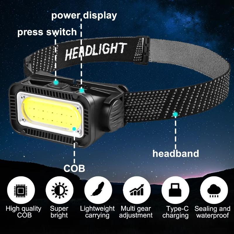 K351/K372/K371 Powerful COB Headlamp Built In 18650 Battery Headlight Flashlight Head Lamp White & Red Lighting Hiking Camping Running Lantern