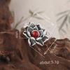 Vintage Thai Silver Red Stone Lotus Flower Adjustable Finger Rings For Women Fashion New Jewelry Valentines Gift Party