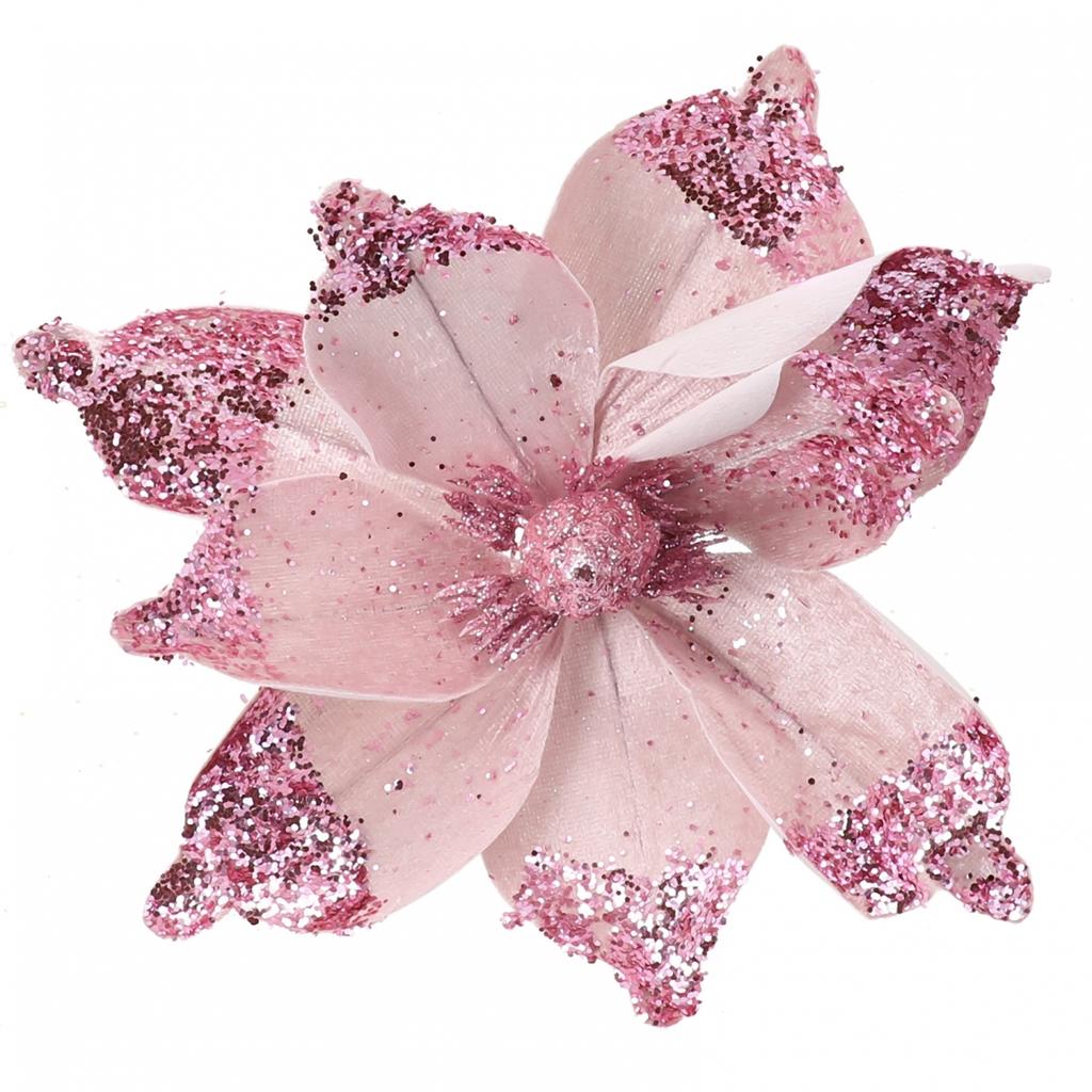 Christmas Poinsettia Glitter Flower Xmas Party Tree Decoration Brighten Up