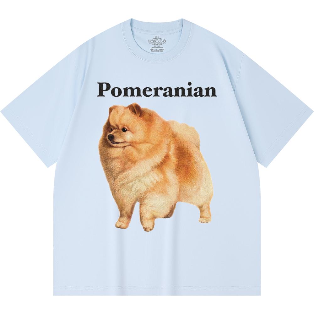 230GSM 100% bavlněné tričko s potiskem pomeraniana, vtipná trička ve stylu Harajuku, tričko z česané bavlny