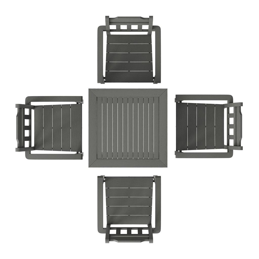 5 Pieces Patio Dining Set, Outdoor Square Furniture Table and Chairs, All Weather Garden Furniture Table Sets, HIPS Small Patio Conversation Set, For