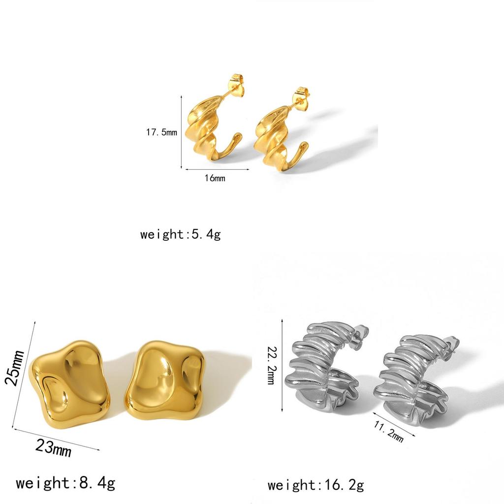Brincos Minimalistas de Aço Para Mulheres Com Design Geométrico Dobrado Perfeitos Para a Moda de Verão