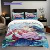 Fantasy Anime Collage Art Bedding (1 * duvet cover + 2 * pillowcase, without core) 2D Flat Duvet cover and pillowcase Bedding set Soft and comfortable