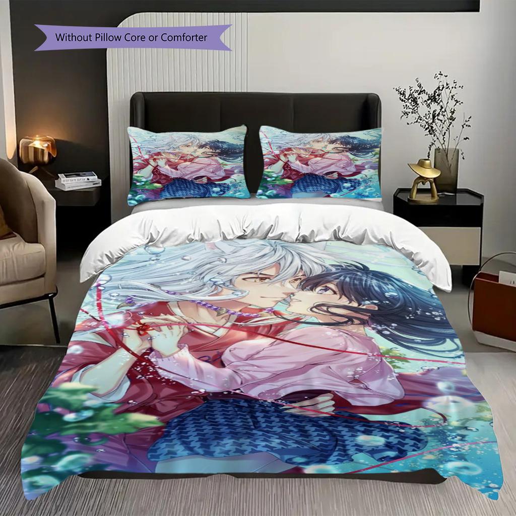 Fantasy Anime Collage Art Bedding (1 * duvet cover + 2 * pillowcase, without core) 2D Flat Duvet cover and pillowcase Bedding set Soft and comfortable