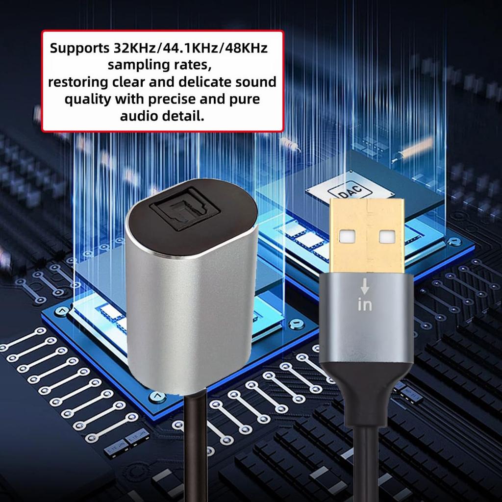 Cablecc USB2.0-A to Optical Audio Cable, USB A Male to Toslink Female Digital Optical Audio Cable (for LaptopDesktop, 20cm)