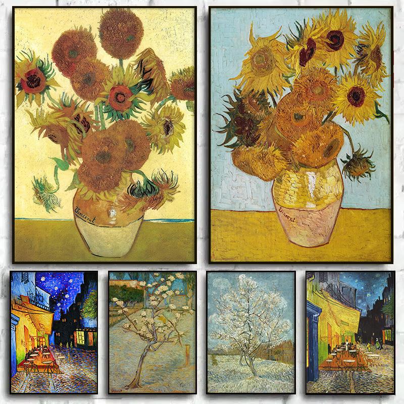 Van Gogh Classic Art Prints Abstract Sunflowers Starry Night Poster Classic Art Decorative s Bedroom Hallway Home Deco