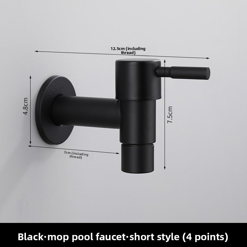 

Brushed Outdoor304 Stainless Steel Faucet Wall Mounted Bibcock Garden Wash Basin Mop Lengthen Black and White