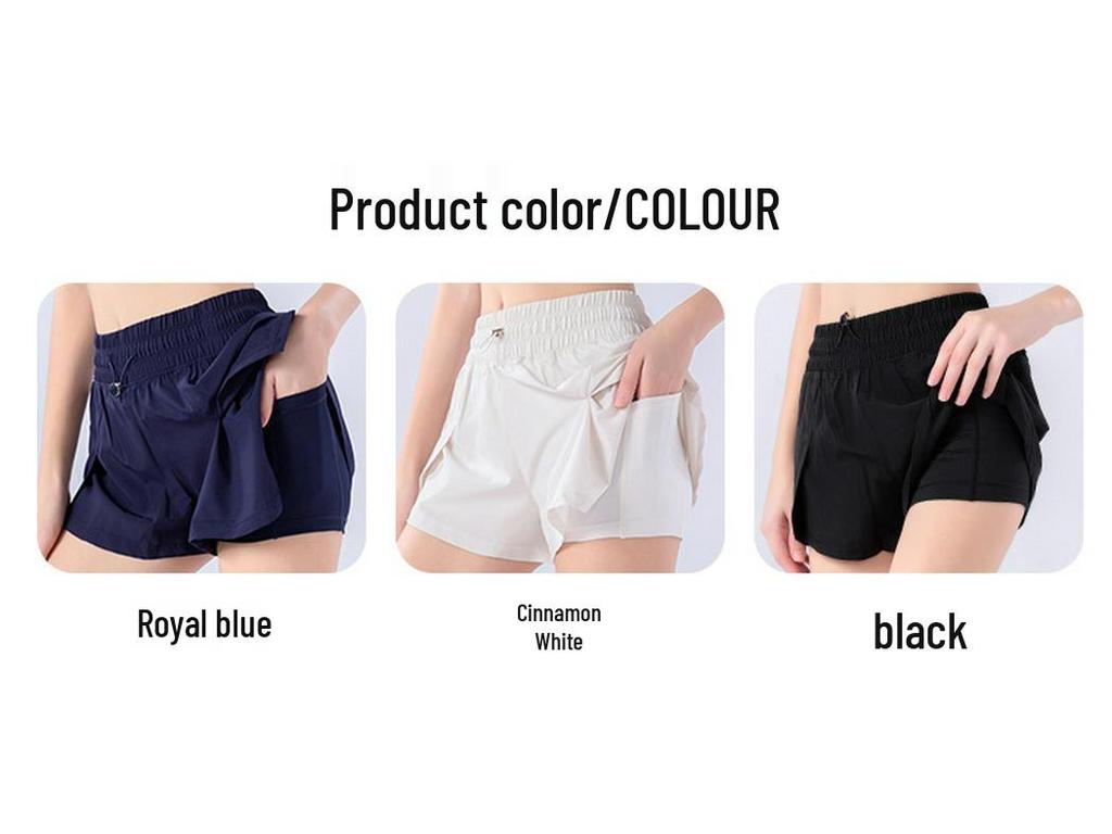 New Women's Quick-Dry Two-Piece Sports Shorts - Loose, Drawstring, Anti-Exposure Yoga & Fitness Pants.