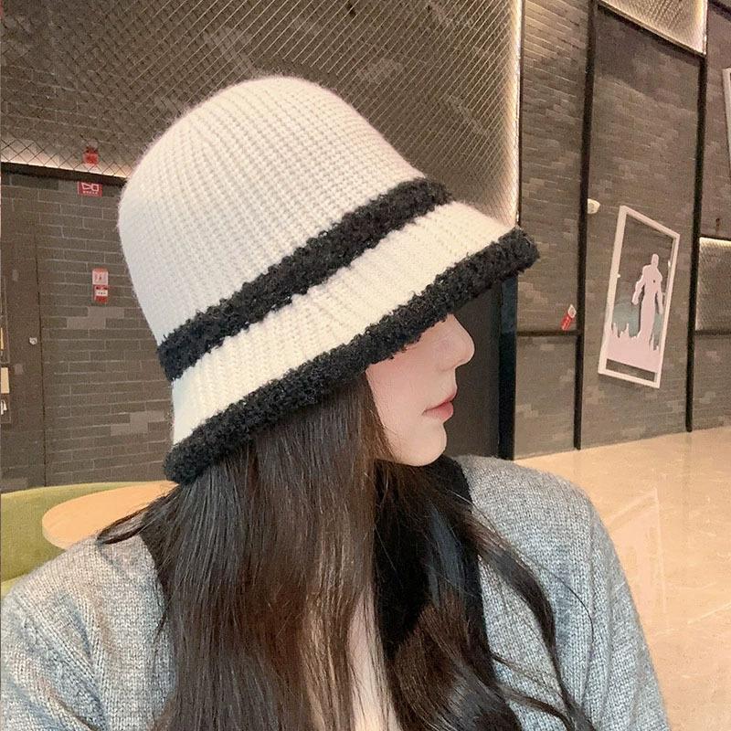 Temperament women Knitted Bucket Hat Breathable Basin Cap Solid Color Hollow Out Woven Fisherman Hat Vacation Soft Fabric Hat, Headwear Accessory