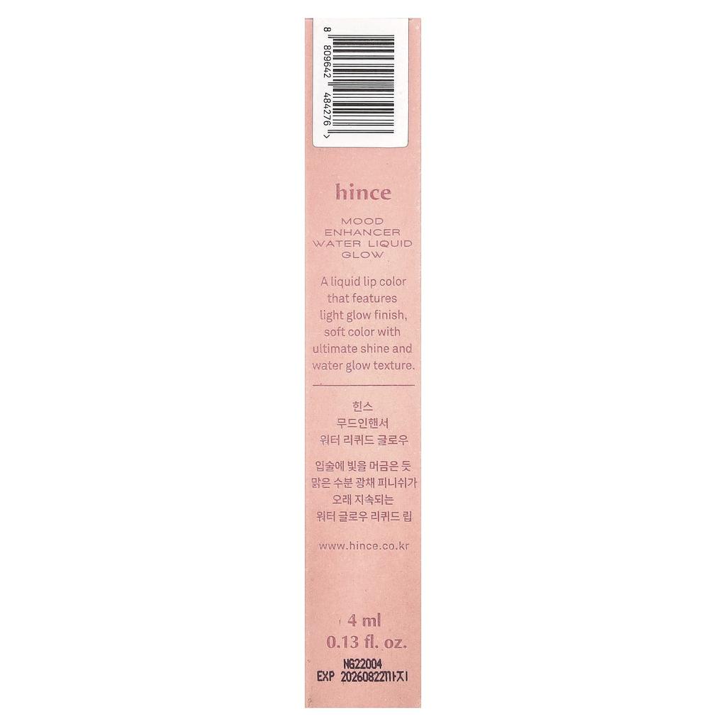Hince, Mood Enhancer Water Liquid Glow, W011 Blushed, 4ml (0.13 fl oz)