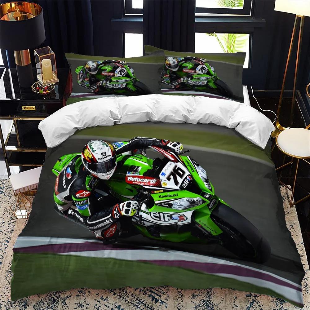 Motorcycle Rider Bedding Set Boys Girls Twin Queen Size Duvet Cover Pillowcase Bed Boys Adult Fashion Home Textileextile
