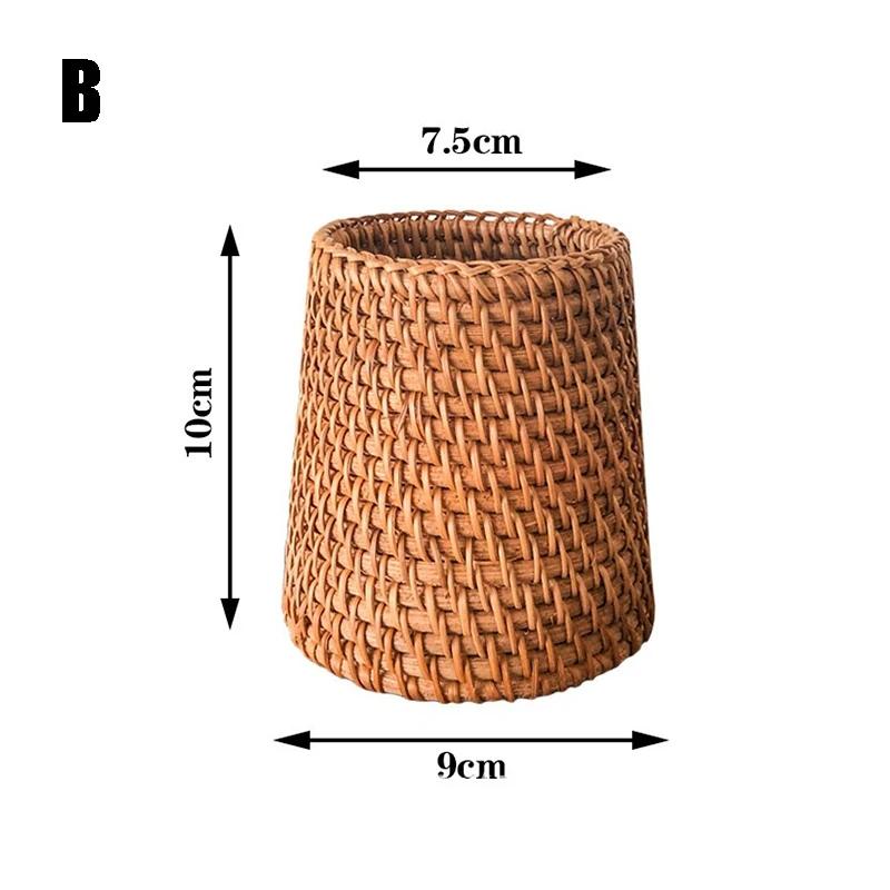 Handgefertigter Aufbewahrungseimer aus Rattan, Aufbewahrung für Schreibwaren, Make-up-Pinselhalter, Essstäbchen, Schaufeln, Löffel, Haushalt Aufbewahrungskorb