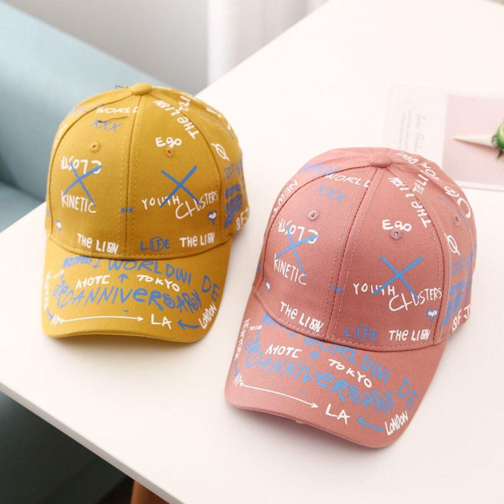Trendy Adjustable Baseball Cap Breathable Sun Protection Graffiti Print Cap Hip Hop Sunshade Hats for Boys Girls