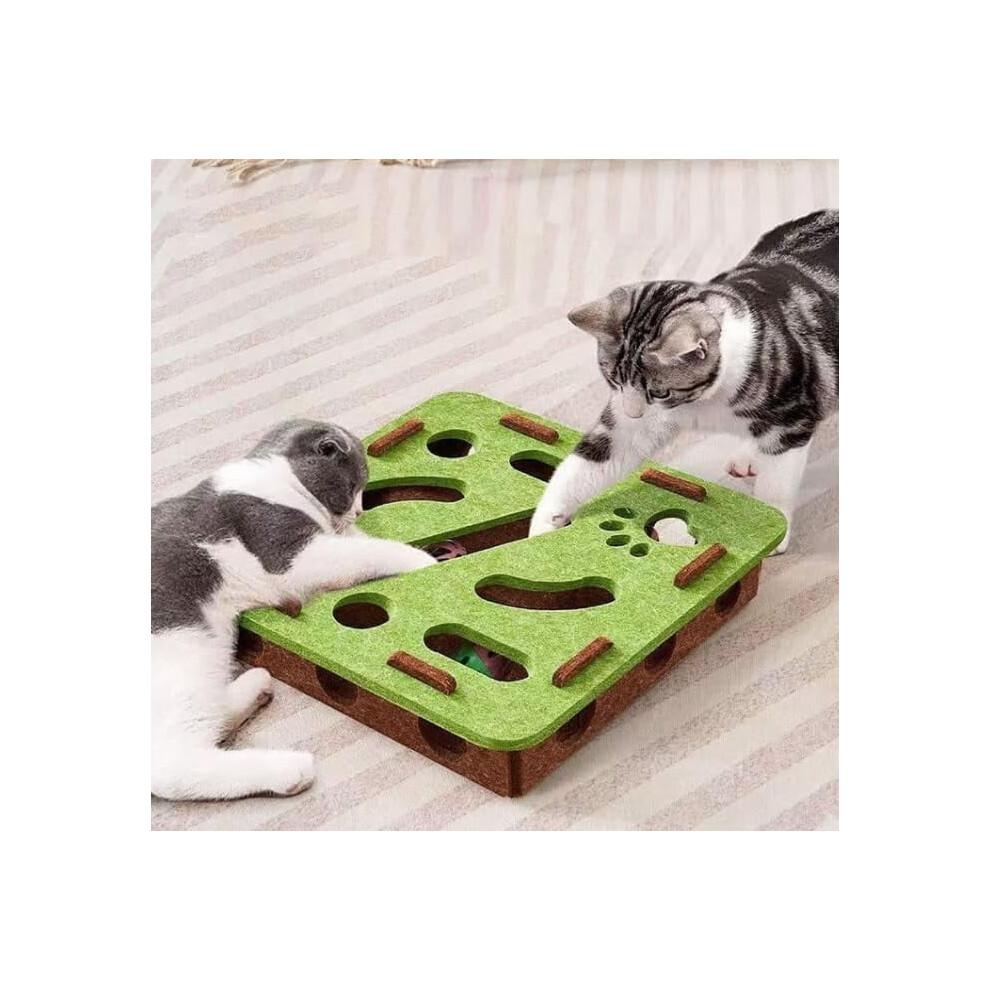 Cat Scratch Puzzle Enrichment Box, Interactive Pet Puzzle Game, with 3 Bell for Indoor Cats Scratching, Stimulate Kittern Energy and Instincts