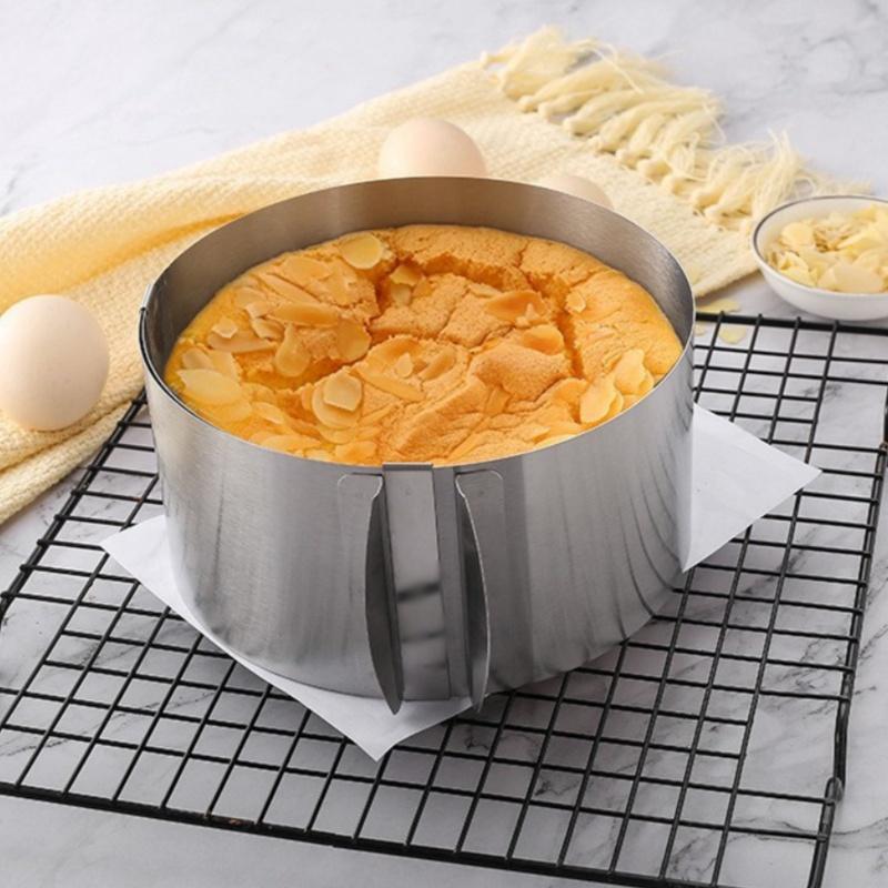 1 anneau de moule à gâteau - Anneau de cuisson rond réglable de 6 à 12 pouces en acier inoxydable, fournitures de pâtisserie pour la cuisson des gâteaux