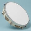 Wooden Tambourine White Drumhead with Metal Discs Handheld Hand Drum