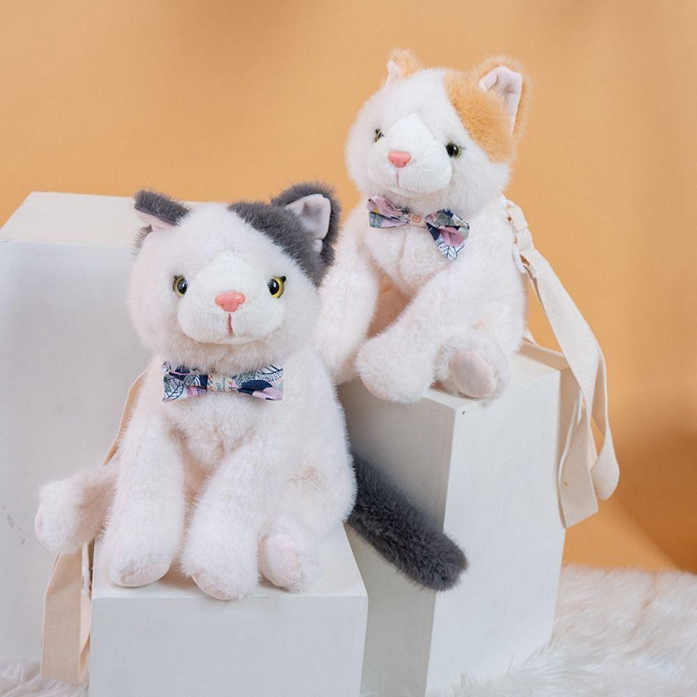 Fluffy Realistic Plush Cat Toys Soft Cat Plush Shoulder Bag Soft Cat Stuffed Toy  Children Girl