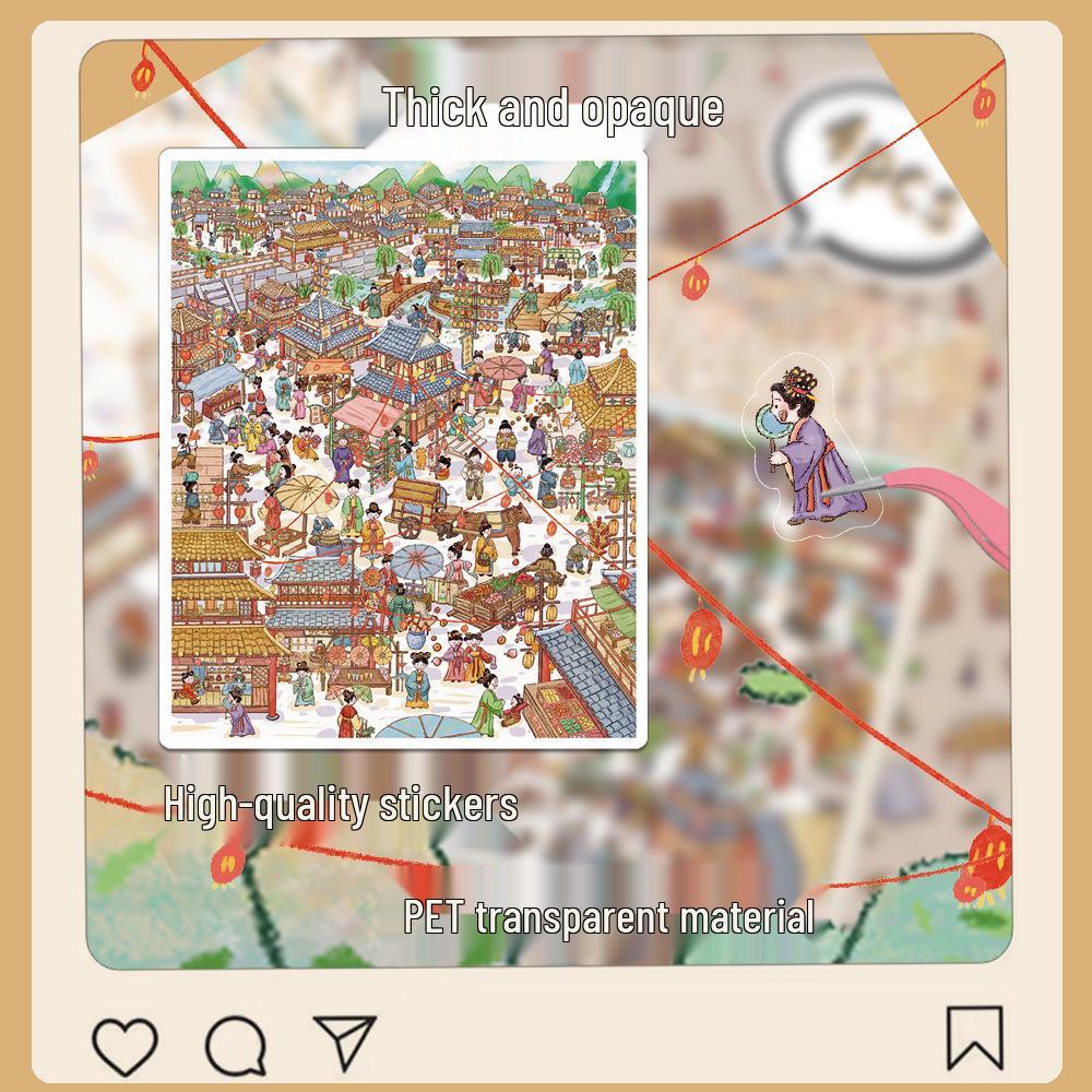 Popular Miniature Chang'an City Scenery Transparent PET Stress-Relief Stickers