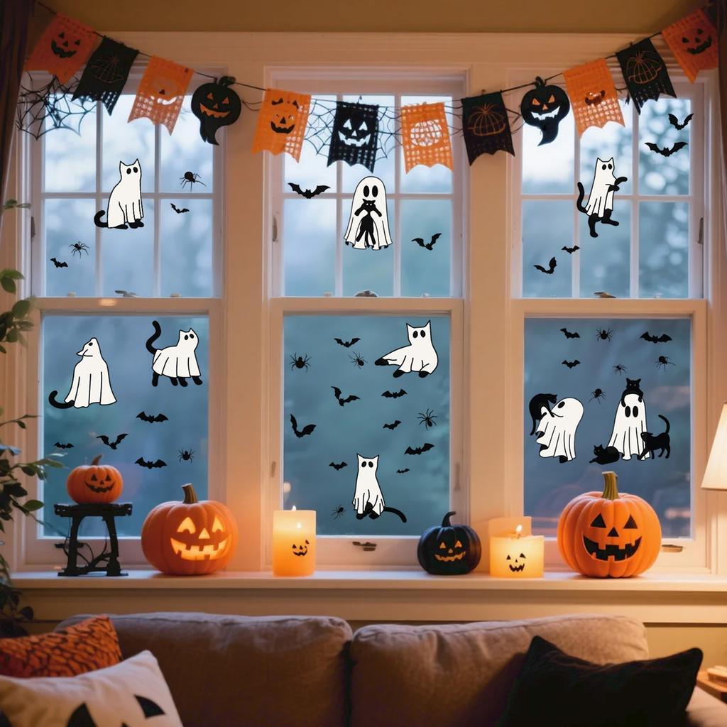 Static Cling Window Decals - Spooky Halloween Window Stickers For Indoor & Outdoor Decor