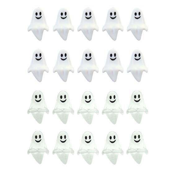 20 Pcs Mini Ghost Ornaments Sitting Ghost Miniatures Halloween Screaming or Smiling Ghost Decorations for Flower Pot Bookshelf Windowsill Edge