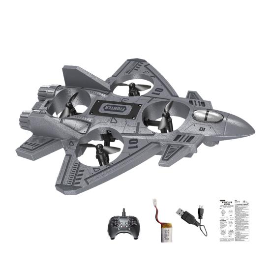 

Kids Remote Control Airplane Toy with LED Lights 360 Degrees Stunt Flip Mini EPP Foam Fighter Jet Model Beginner Children 2.4Ghz RC Aircraft Toy Two Battery темно-сірий