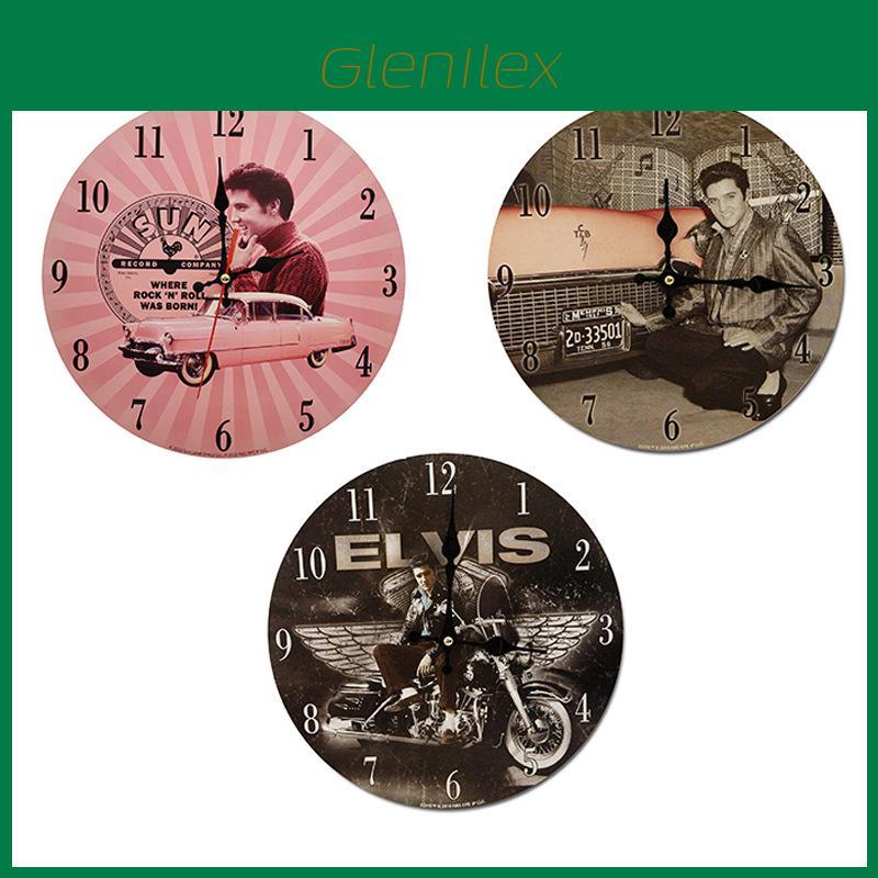 Minimally Retro Elvis Presley Patterned Wall Clock For Living Room Decor
