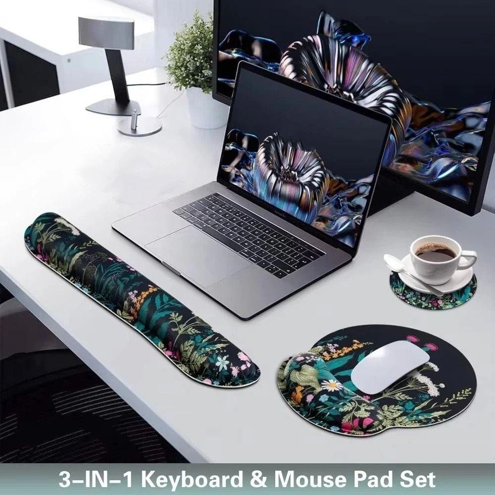 3Pcs/Set Soft Mouse Wrist Support Pad Non-Slip Base Keyboard Hand Cushion Desktop Accessories