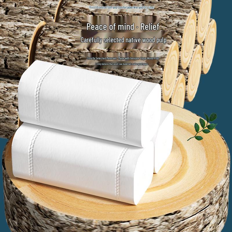 10 Rolls Coreless Wood Toilet Paper - Eco-Friendly Small Rolls for Home Use