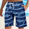 Hawaiian Men with 3D Palm-printed Beach Shorts, Surfing with Elastic Waists