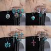 Collier Style Western Vintage Turquoise Naturelle Chaîne Polyvalente Vintage en Acier Titane Style Ethnique Bohème Bijoux de Mode