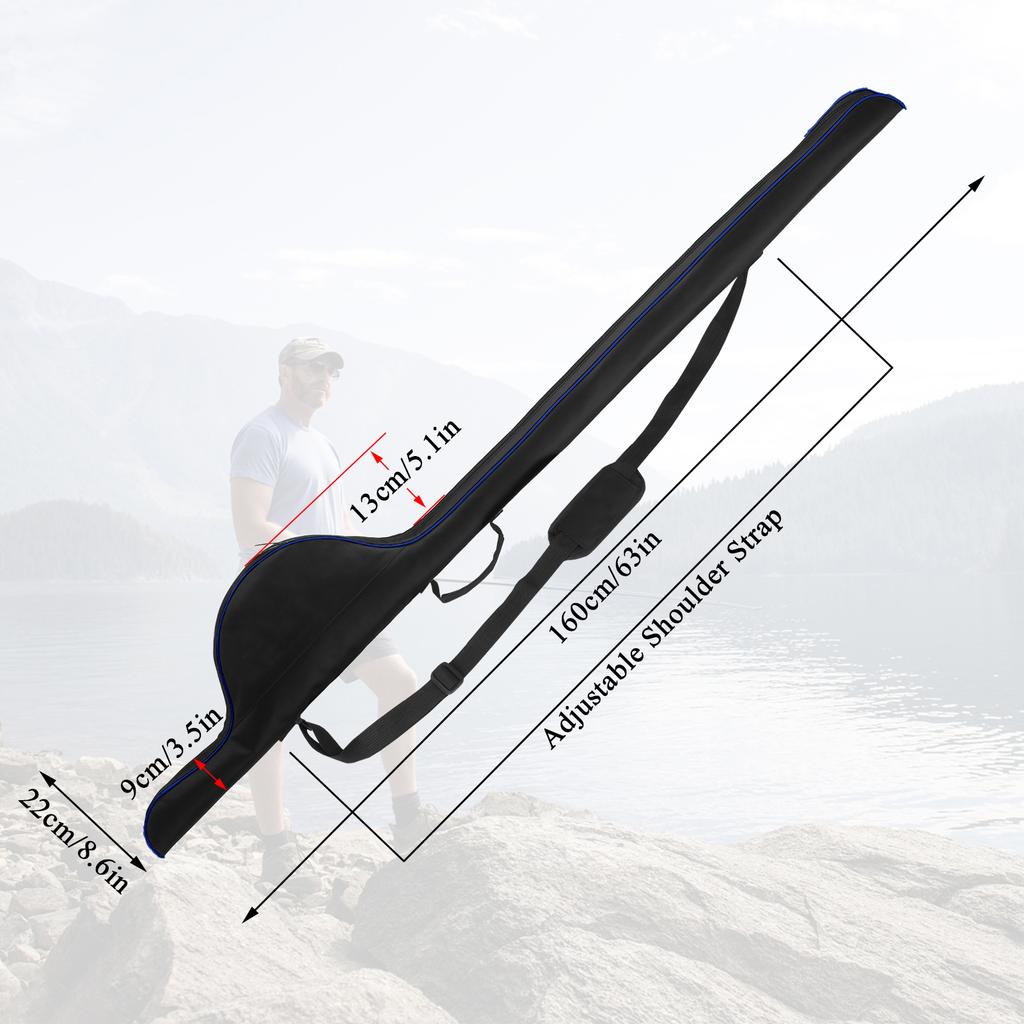 63 Inch Fishing Pole Bag Portable Fishing Rod Case Folding Fishing Pole Holder Fishing Tackle Organizer Bag